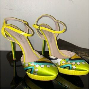 $350 Donald & Lisa Pliner Signature CHIARA 7.5 B Platform Heels Designer Signed